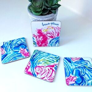 Set Of 4 Handmade Lilly Pulitzer Beach Please Coasters